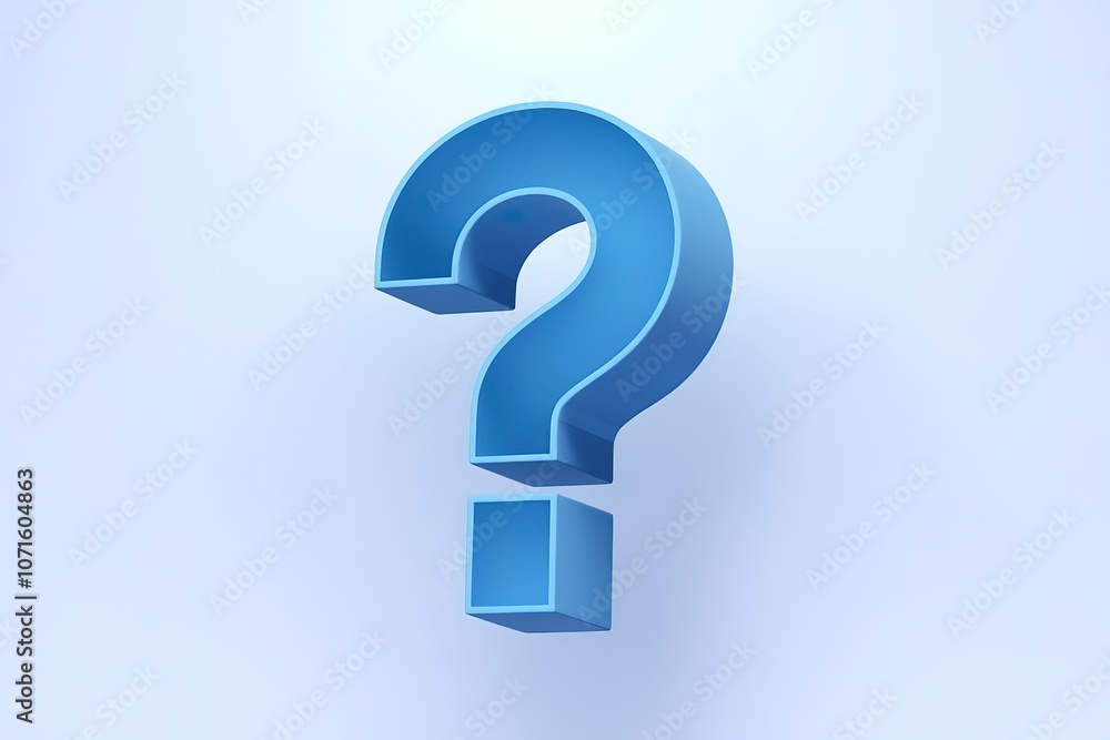 A light blue three-dimensional question mark A light blue three-dimensional question mark