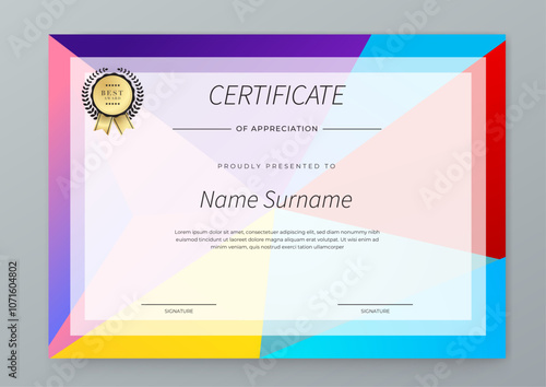 Modern Certificate Template with Colorful Design Elements