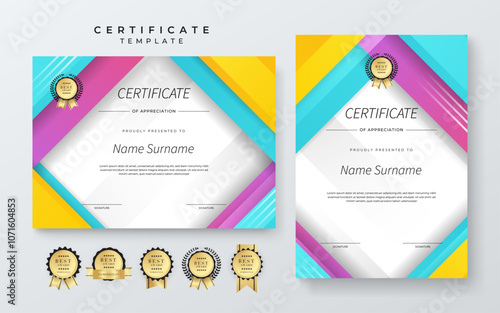 Modern Certificate Template With Decorative Elements. Perfect for recognition, achievement awards, and corporate presentations