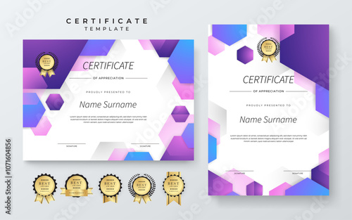 Colorful Certificate Template with Geometric Design Elements