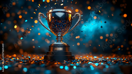 Golden Trophy with Confetti...