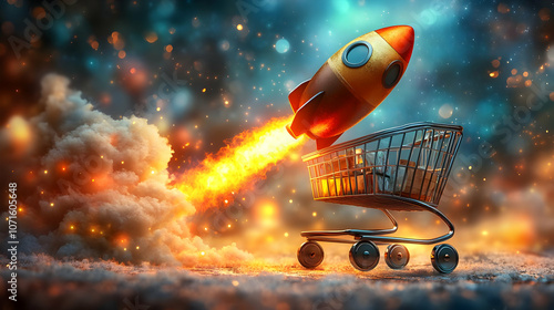 3D Illustration of a Rocket...