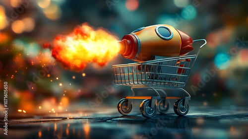 3D Illustration of Rocket i...