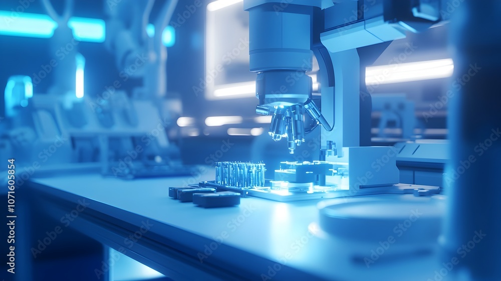 Nanobot Assembly Station Microscopic Electron View of Intricate Machinery in Clinical Laboratory Setting Nanobot Assembly Station Microscopic Electron View of Intricate Machinery in Clinical Laboratory Setting