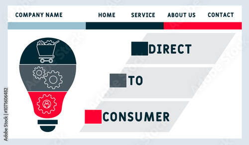 DTC - Direct to consumer acronym. business concept background. vector illustration concept with keywords and icons. lettering illustration with icons for web banner, flyer, landing pag