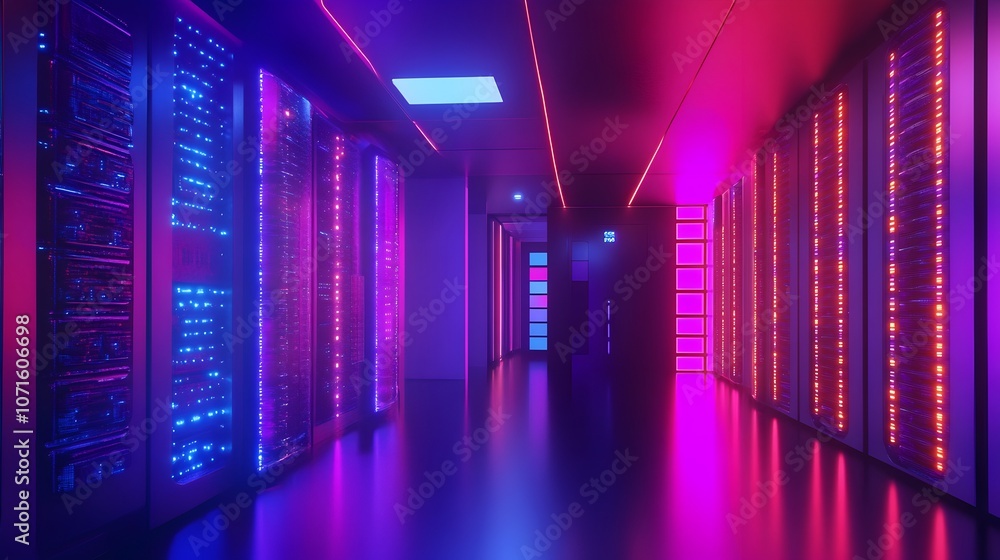 Fototapeta premium Terraforming Simulation Chamber with Glowing Atmospheric Effects and Intricate Technical Lighting in Futuristic Research Facility