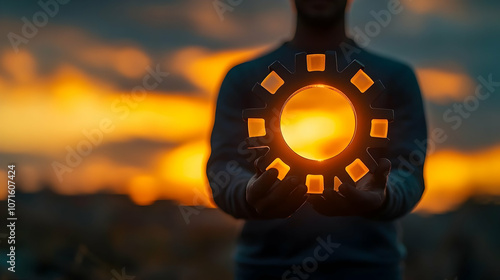 Sunset Gear Silhouette Photo