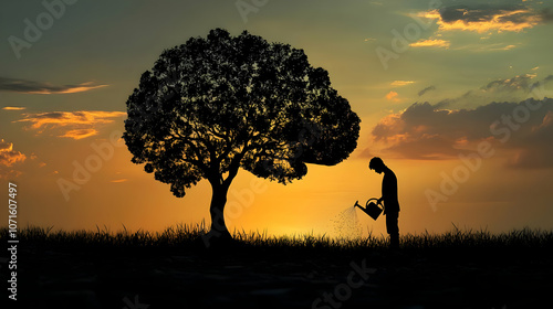 Silhouette of a Person Wate...