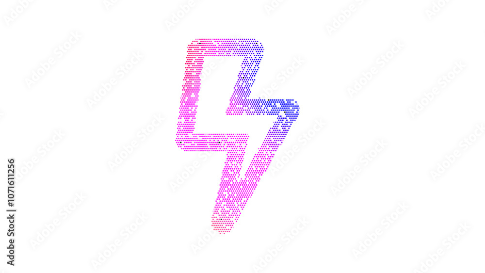 Icon bolt is made up of LED square shapes. There are bright diodes and there are black dead diodes Icon bolt is made up of LED square shapes. There are bright diodes and there are black dead diodes