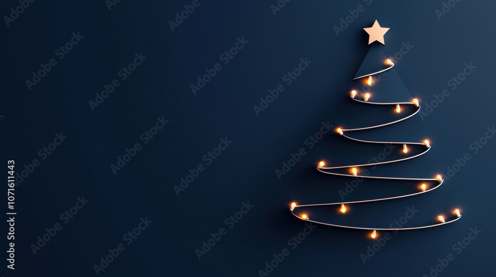 simple Christmas tree outline with soft white lights and star on top, creating warm and festive atmosphere. Perfect for holiday decorations simple Christmas tree outline with soft white lights and star on top, creating warm and festive atmosphere. Perfect for holiday decorations