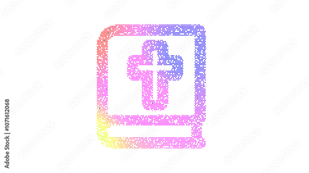 Obraz premium Icon bible is made up of LED square shapes. There are bright diodes and there are black dead diodes