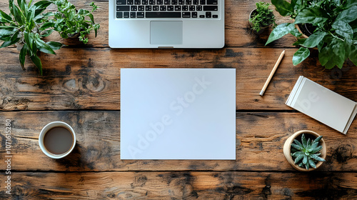 Blank Paper Mockup on Woode...