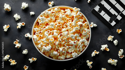 Popcorn in a Bowl on a Blac...