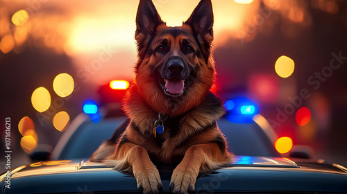 German Shepherd Dog on Car ...