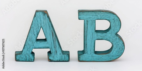 Wallpaper Mural Two teal wooden letters, A and B, symbolize the concept of making choices or decisions, set against a stark white background for clarity and emphasis. Torontodigital.ca