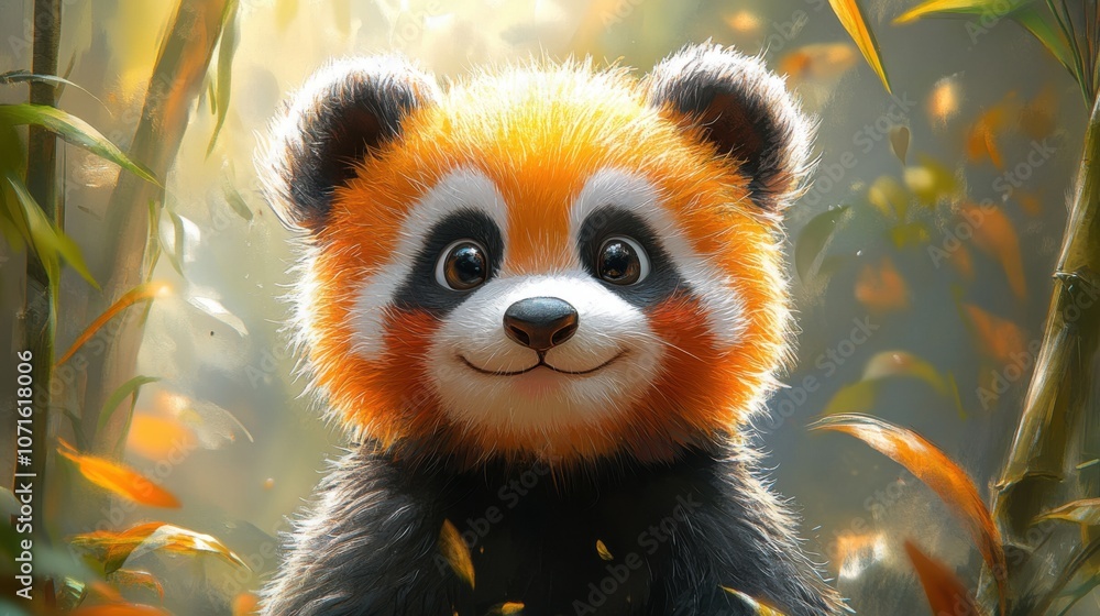 Fototapeta premium Cute Hand-Painted Panda Illustration with Big Eyes and Chubby Cheeks