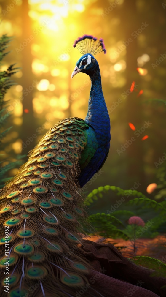 custom made wallpaper toronto digitalMajestic Peacock Standing in Forest. Generative AI.