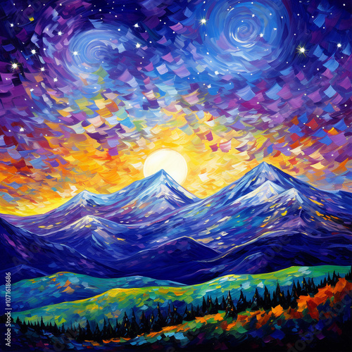 sunset in mountains