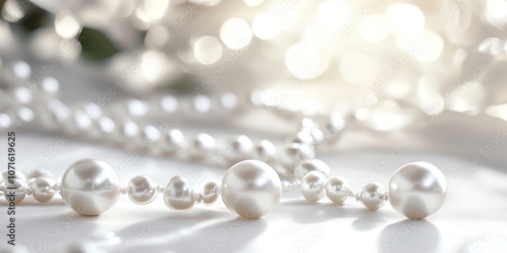 Obraz premium Sophisticated Pearl Accessories Set Against a Light Background