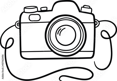 Single one line drawing camera concept. Continuous line draw design graphic vector on white background