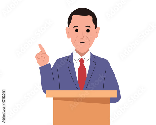 men giving speech at the podium for vote vector illustration