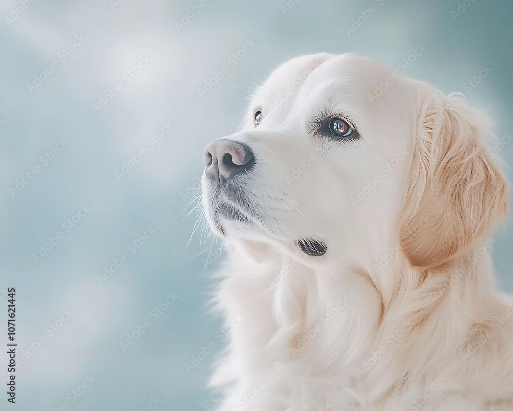 Fluffy Golden Retriever Portrait in Soft Lighting Fluffy Golden Retriever Portrait in Soft Lighting