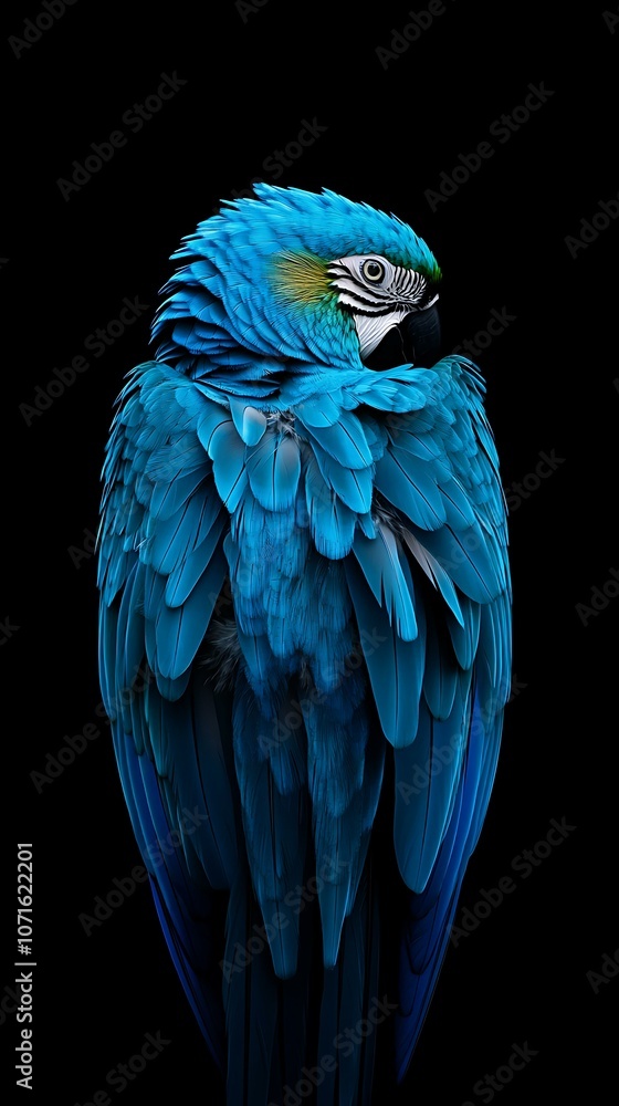 Obraz premium Vibrant Parrot Portrait on Black Background