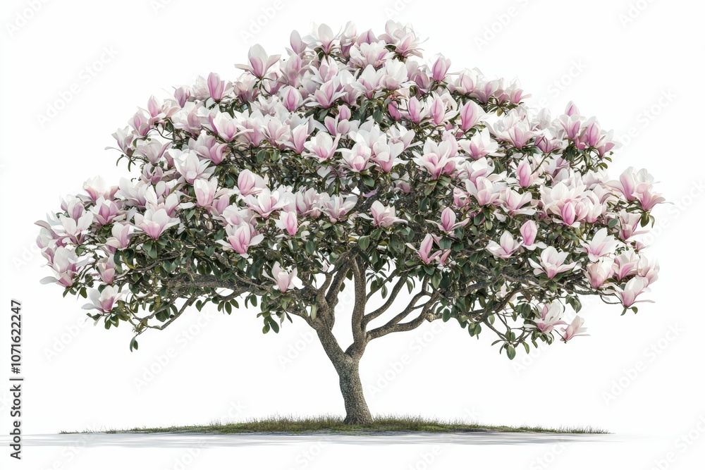 Fototapeta premium A magnolia tree blooming with pink flowers.