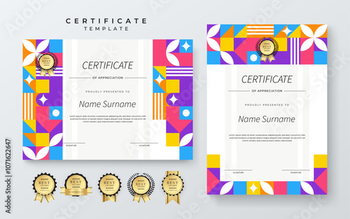 Modern Certificate Template With Decorative Elements. Perfect for recognition, achievement awards, and corporate presentations