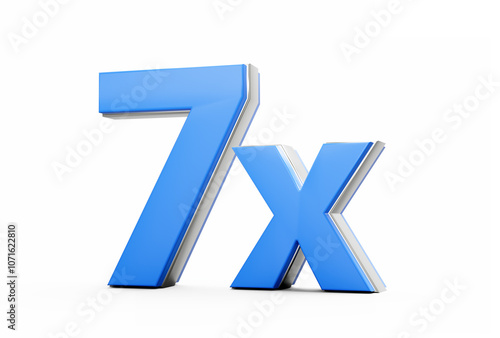 Blue 7x Symbol Seven x Or 7 Times For Advertising And Dynamic Sales Presentations 3D Illustration photo