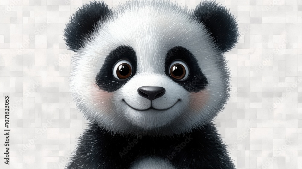 Fototapeta premium Cute Hand-Painted Panda Illustration with Big Eyes and Chubby Cheeks