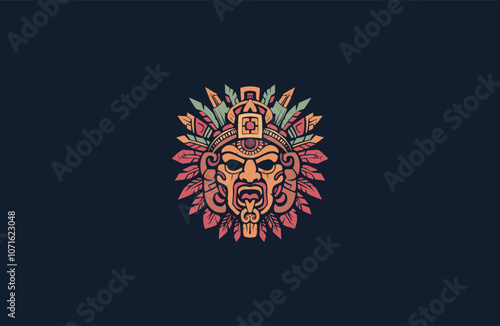 Mayan mask totem logo design vector