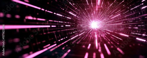 Wallpaper Mural Abstract image of glowing pink lines converging towards a bright light, creating a sense of depth and speed. Concept of technology, data stream, and futuristic design. Torontodigital.ca