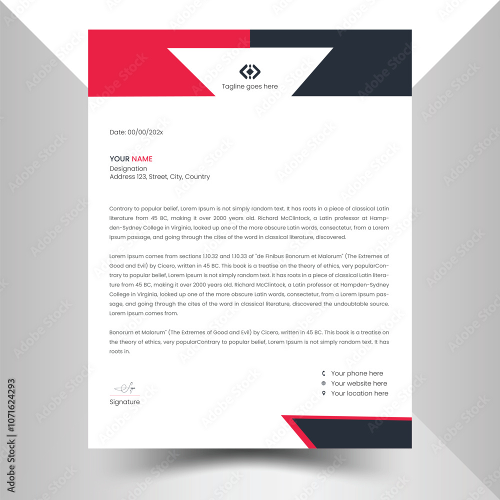 Obraz premium Free simple business and professional Letterhead Design Template