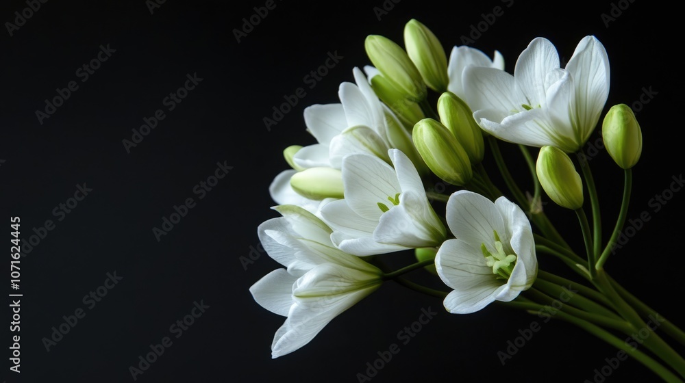 Fototapeta premium Delicate White Flowers Against a Dark Background