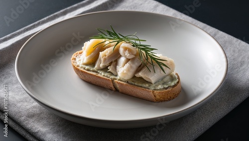 Baccala Mantecato – Creamy salt cod spread on bread. photo