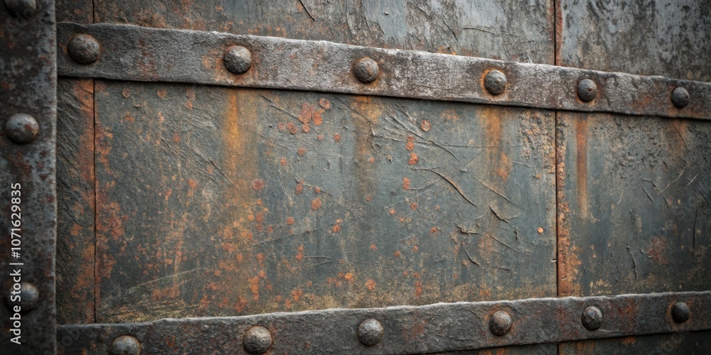 Rusty Metal Texture with Iron Straps and Rivets Rusty Metal Texture with Iron Straps and Rivets