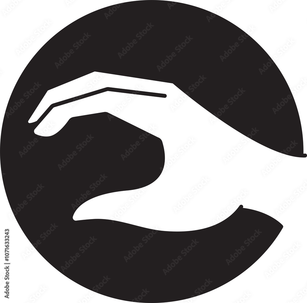 Hand Picking Gesture and Pose in Circle Illustration

