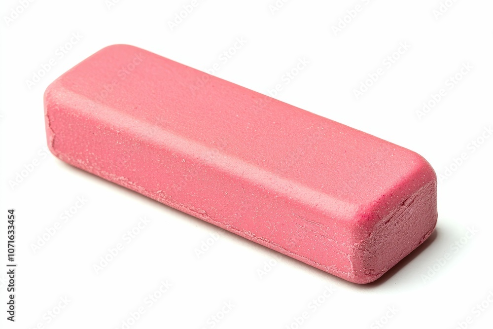 Pink rectangular eraser on white background. Pink rectangular eraser on white background.