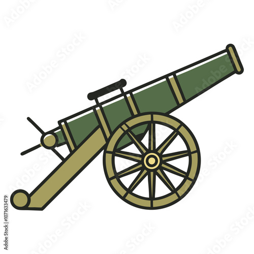 Vintage Military Artillery Weapon Vector Art.