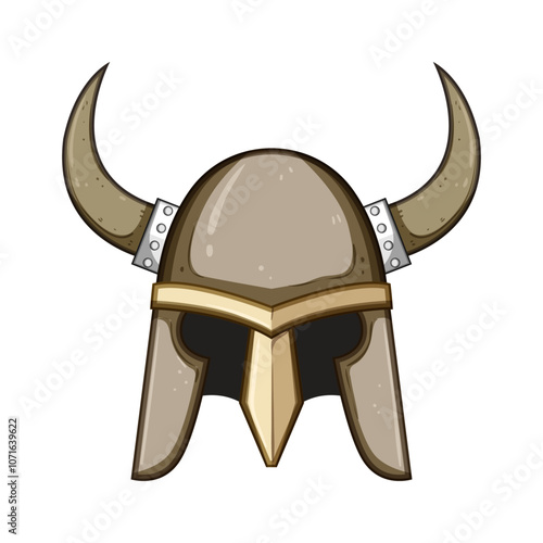 warrior viking helmet cartoon. horned medieval, armor scandinavia, saga raider warrior viking helmet sign. isolated symbol vector illustration