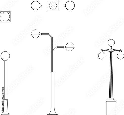 Vector sketch illustration of the silhouette of an ethnic vintage classic garden lamp design