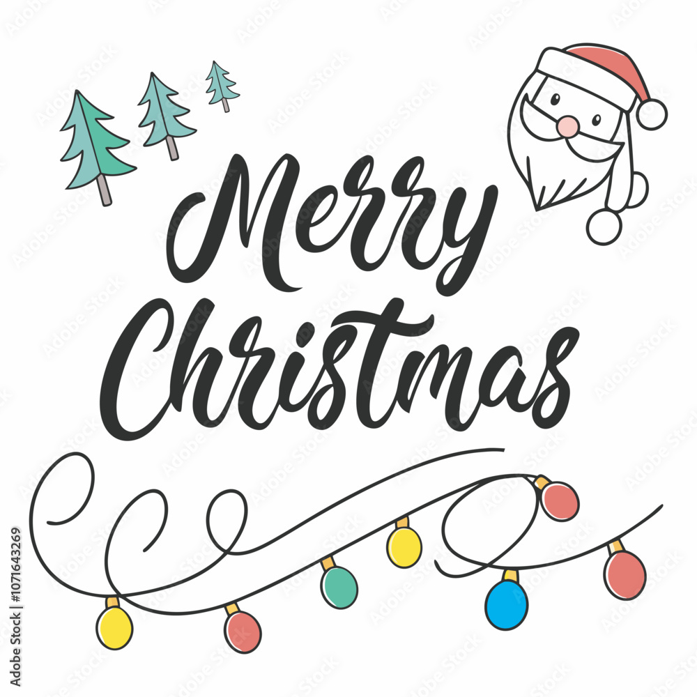 Obraz premium Holiday Christmas Greeting with Santa and Tree Design