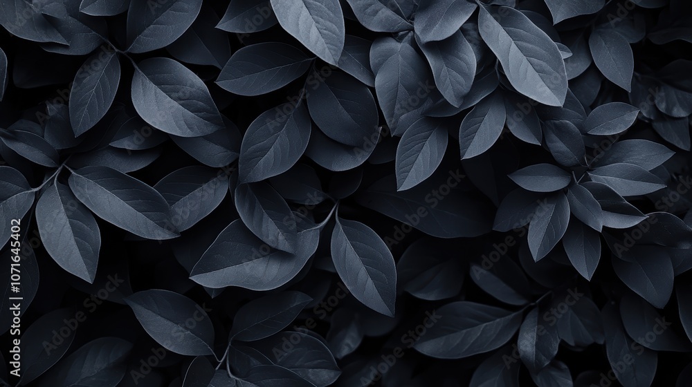 A close-up of dark leaves creates a lush, textured background A close-up of dark leaves creates a lush, textured background