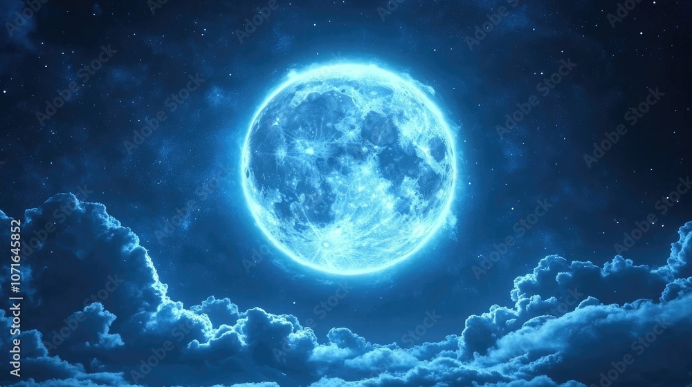 Illuminating Night Sky with Full Moon and Clouds Illuminating Night Sky with Full Moon and Clouds