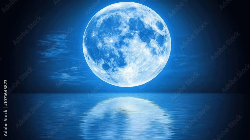 Serene Reflection of a Bright Full Moon at Night Serene Reflection of a Bright Full Moon at Night