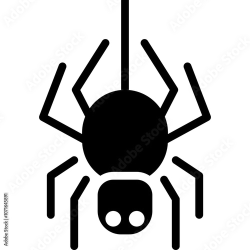 black widow spider releases web rappel down from ceiling glyph icon