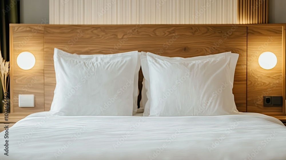 Cozy Bed with White Pillows and Modern Design Cozy Bed with White Pillows and Modern Design