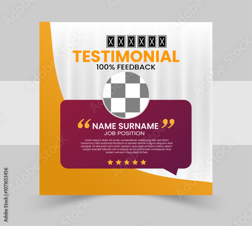 Clients feedback testimonial social media post web banner template.
