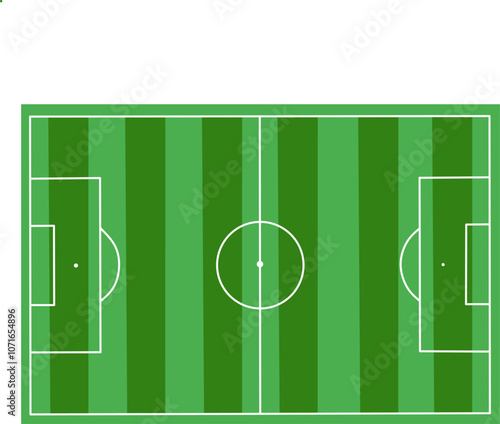 Illustration of a football field seen from above with green grass with a striped pattern